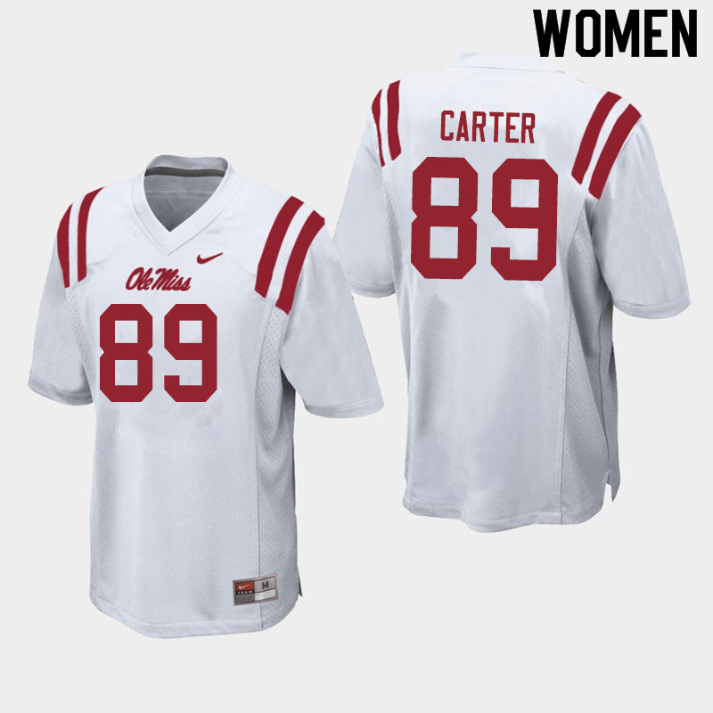 Women #89 Jacob Carter Ole Miss Rebels College Football Jerseys Sale-White - Click Image to Close
